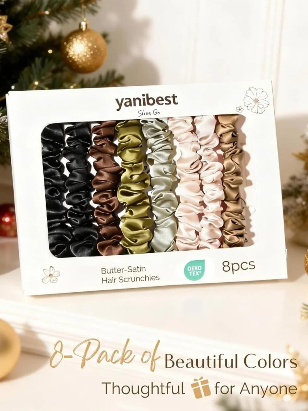 8 Pcs Satin Hair Ties - Soft Thin Scrunchies for Women & Girls, No Damage Hair